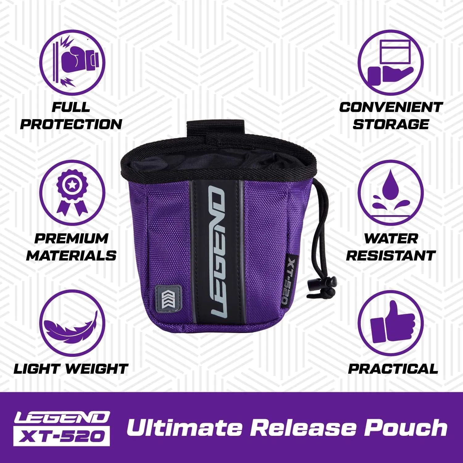 Legend XT520 Quick Release Pouch & Finger Tab Bag | Interior Divider for Better Organization & Storage of Release Aids | Attaches to Standard 2" Belt | Quick Drawstring Closure