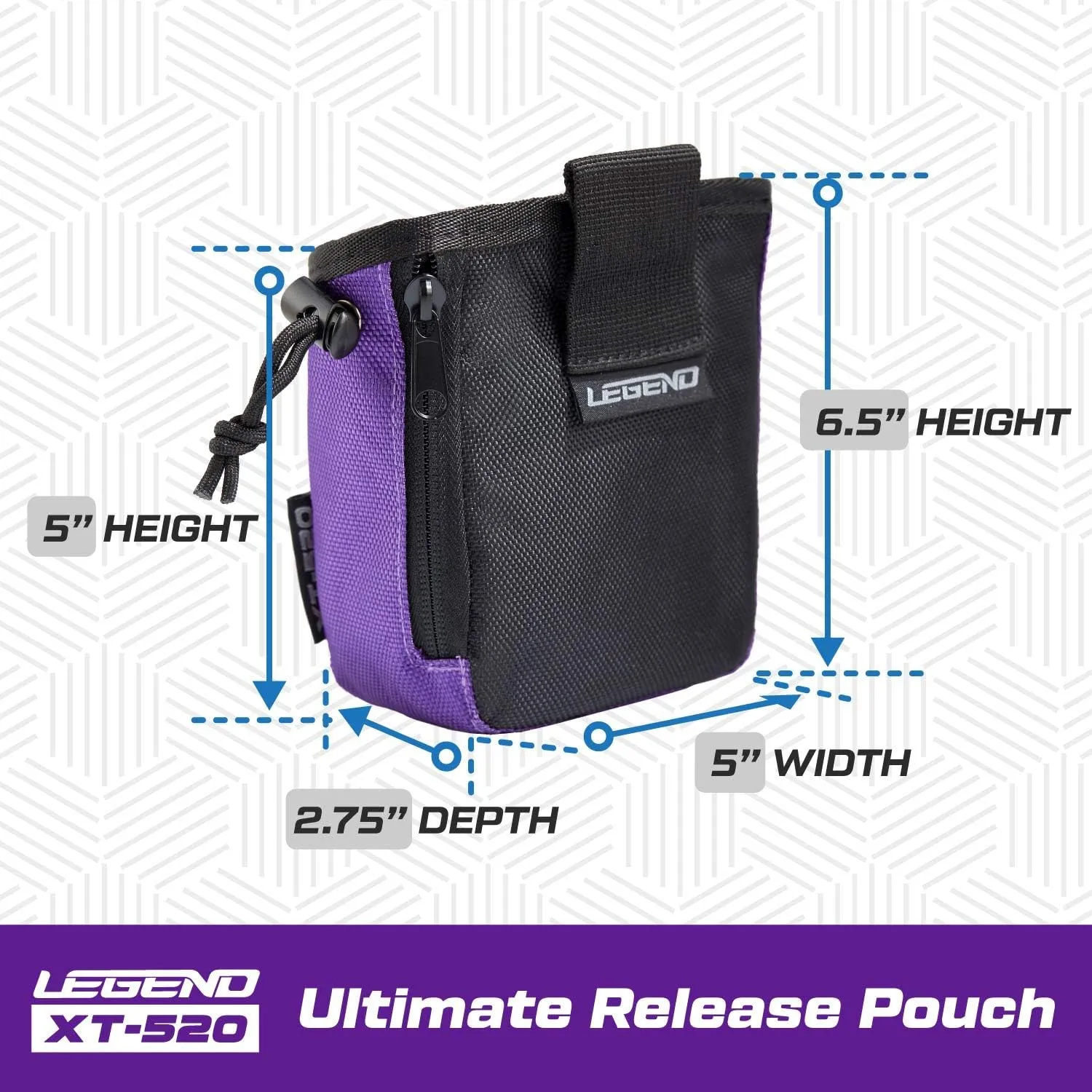 Legend XT520 Quick Release Pouch & Finger Tab Bag | Interior Divider for Better Organization & Storage of Release Aids | Attaches to Standard 2" Belt | Quick Drawstring Closure