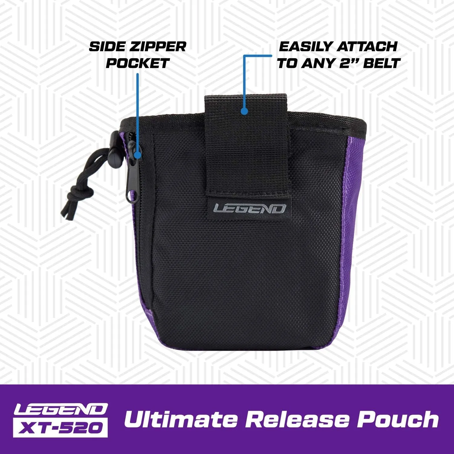 Legend XT520 Quick Release Pouch & Finger Tab Bag | Interior Divider for Better Organization & Storage of Release Aids | Attaches to Standard 2" Belt | Quick Drawstring Closure