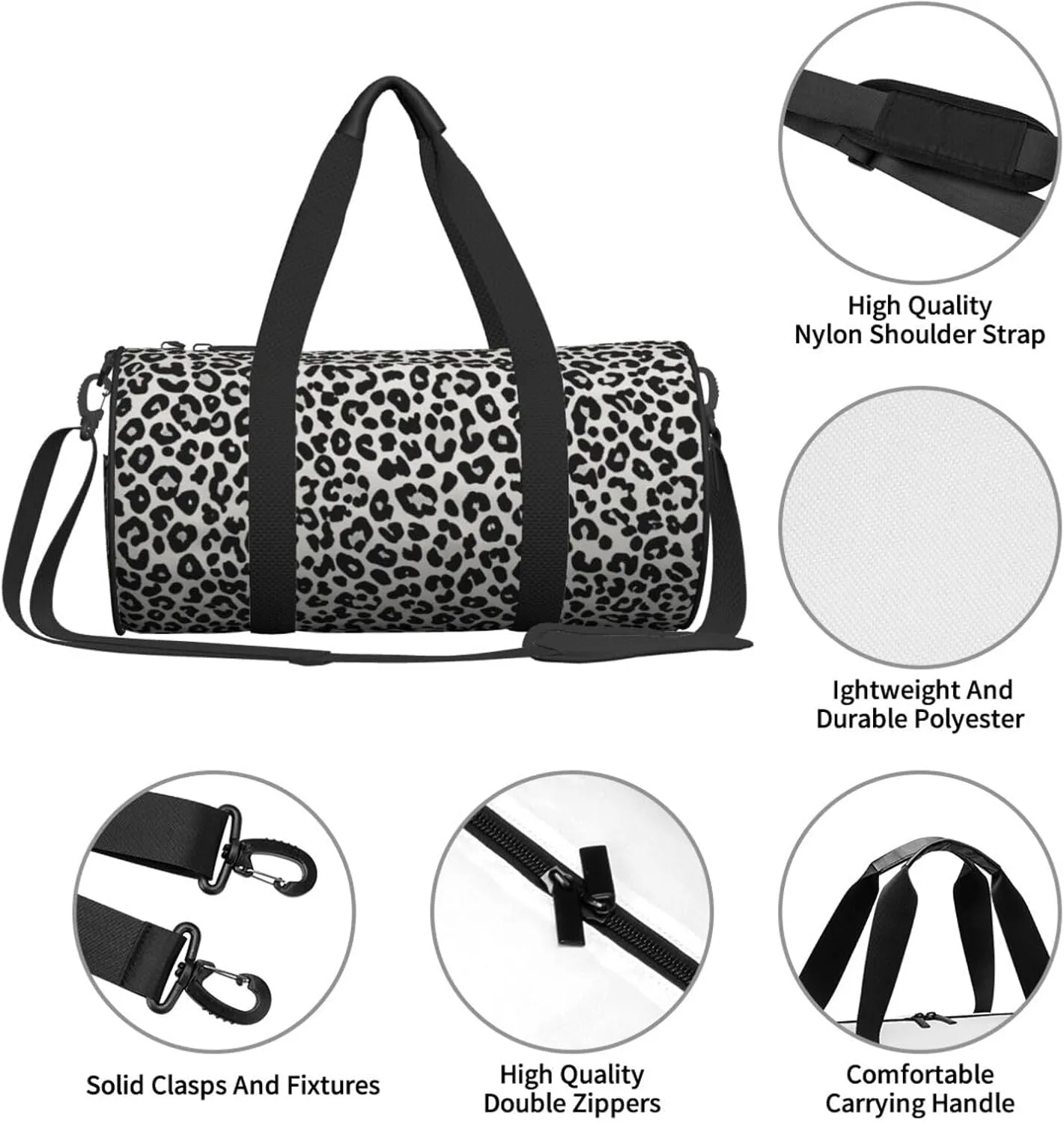 leopard print Printed Travel Bag,Round Personal Item Storage bag,Foldie Duffel Bag for Traveling Vacation,Fitness,Sports