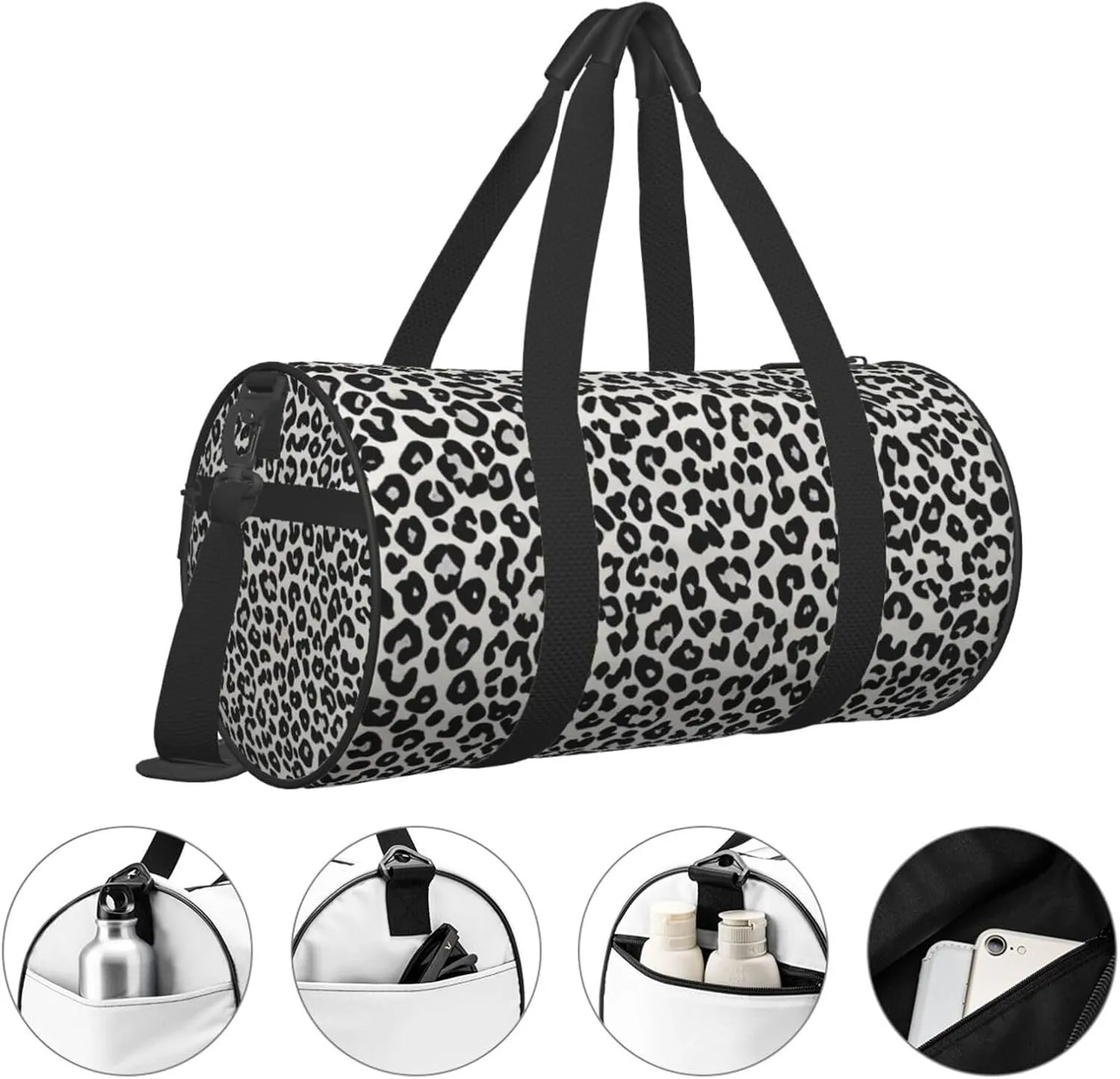leopard print Printed Travel Bag,Round Personal Item Storage bag,Foldie Duffel Bag for Traveling Vacation,Fitness,Sports