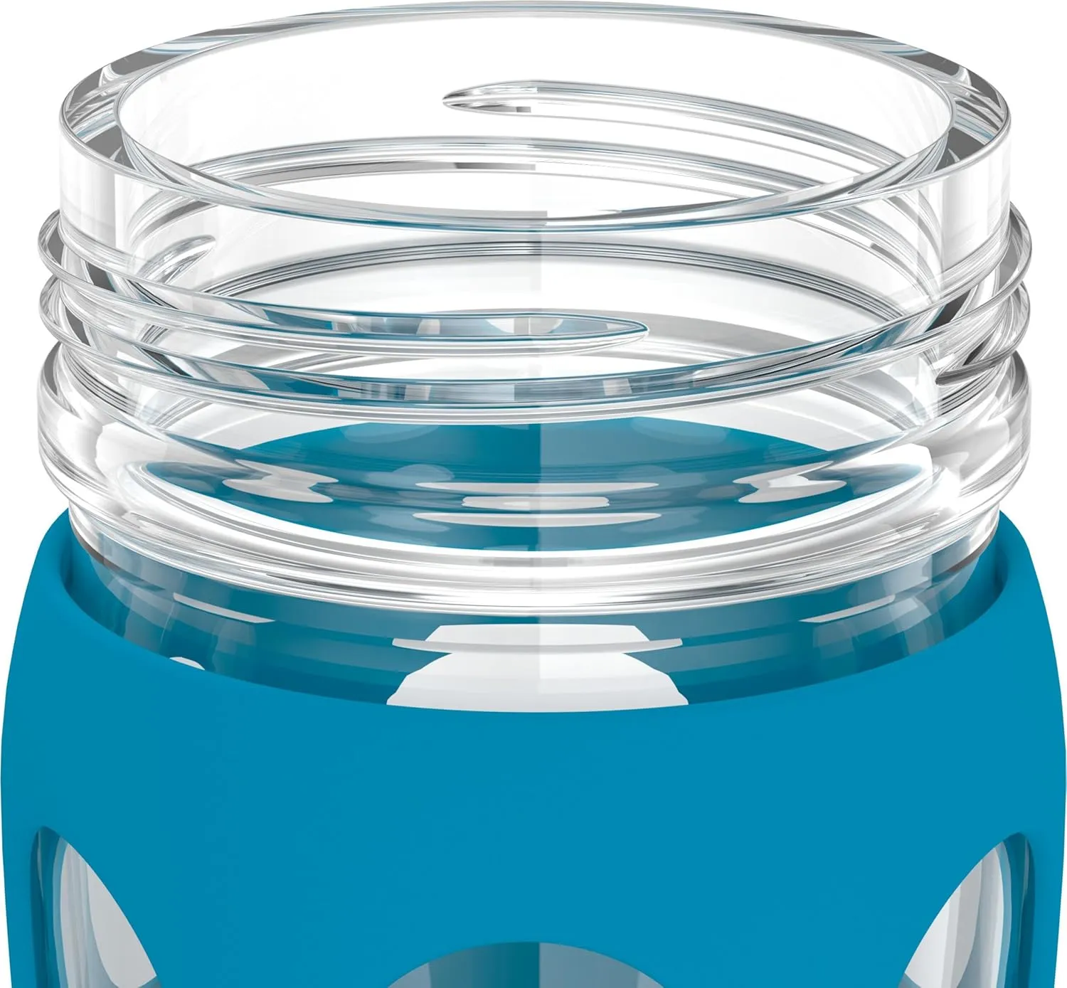 Lifefactory 16-Ounce Glass Water Bottle with Pivot Straw Cap and Protective Silicone Sleeve, Teal Lake