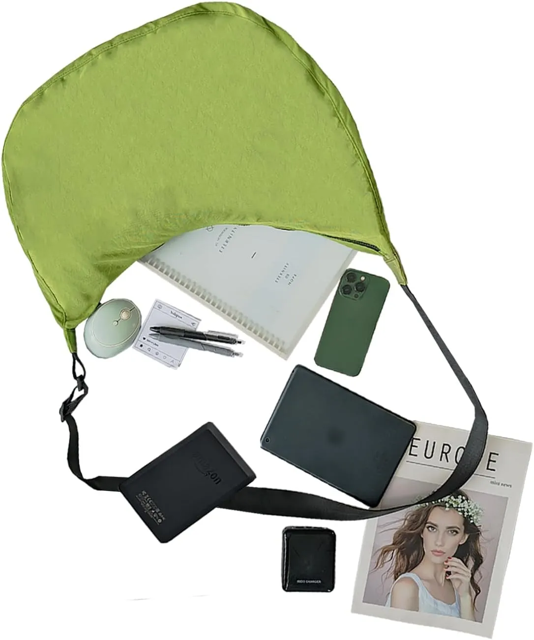 Lightweight Nylon Crescent Crossbody Bag for Women Adjustable Strap Water-Resistant Everyday Purse