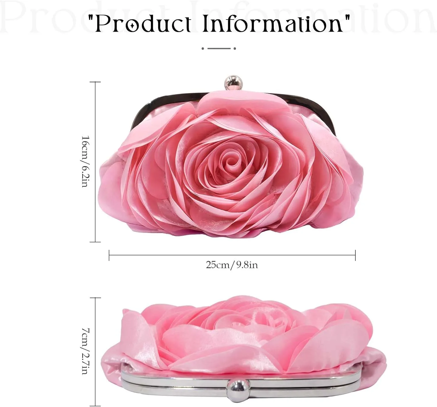 Little Floral Clutch Purse for Women - Elegant Rose Petal Evening Bag with Detachable Chain for Wedding, Gala, Prom