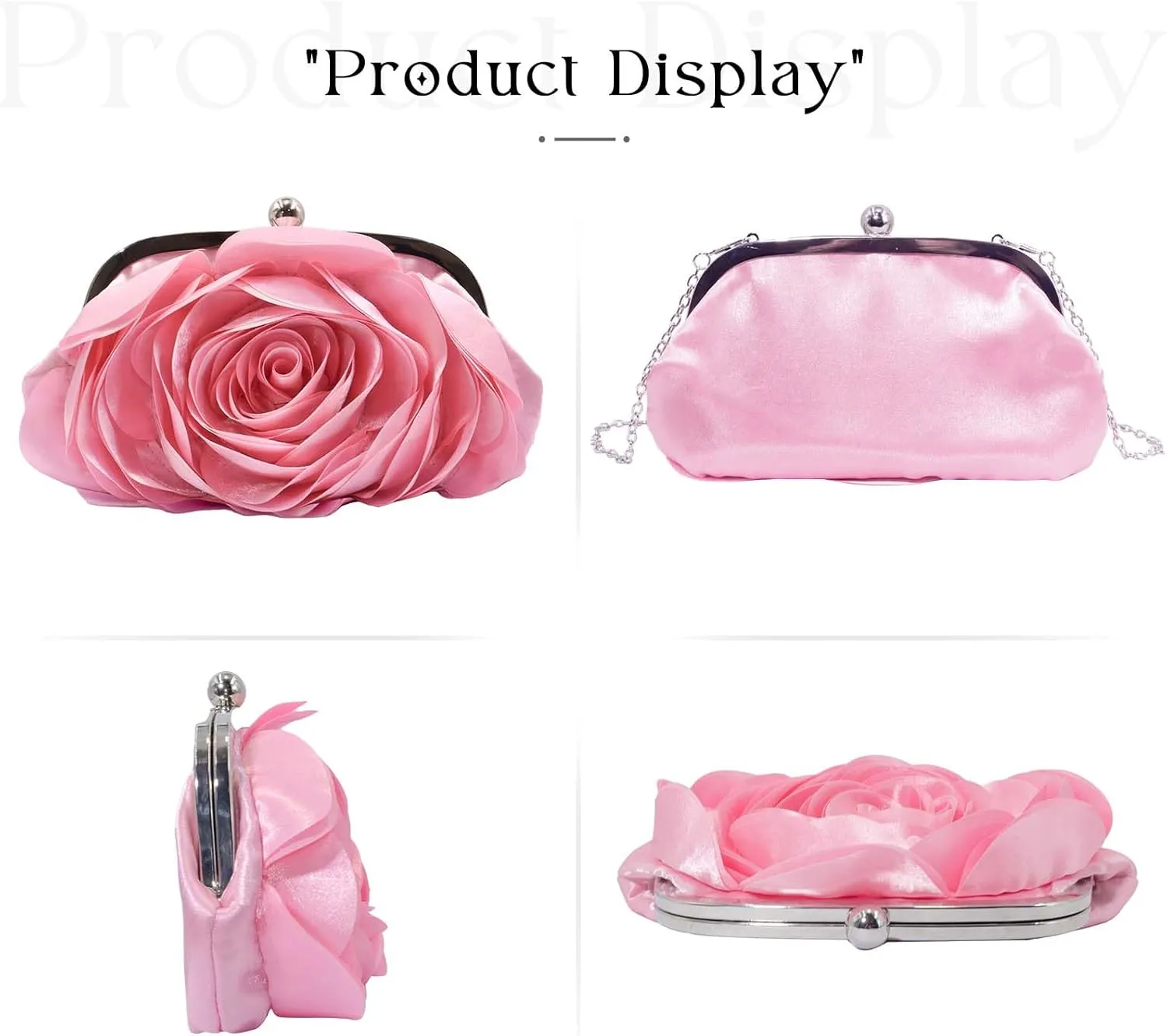 Little Floral Clutch Purse for Women - Elegant Rose Petal Evening Bag with Detachable Chain for Wedding, Gala, Prom