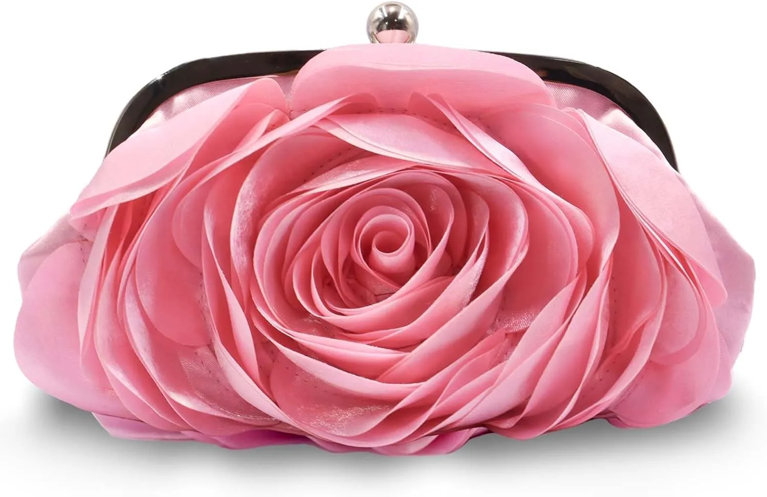 Little Floral Clutch Purse for Women - Elegant Rose Petal Evening Bag with Detachable Chain for Wedding, Gala, Prom