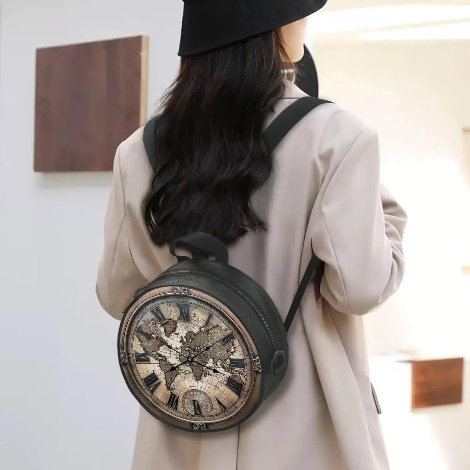 Lotusorchid Clock Print Round Crossbody Purse for Women Circle Bag Small Round Shoulder Purse (Not Real Clock)