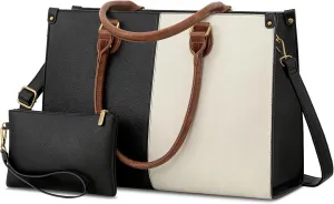 LOVEVOOK Laptop Bag for Women, 15.6 inch Laptop Tote Bag Vintage Work Bags for Women Computer Bag Office Briefcase Handbag