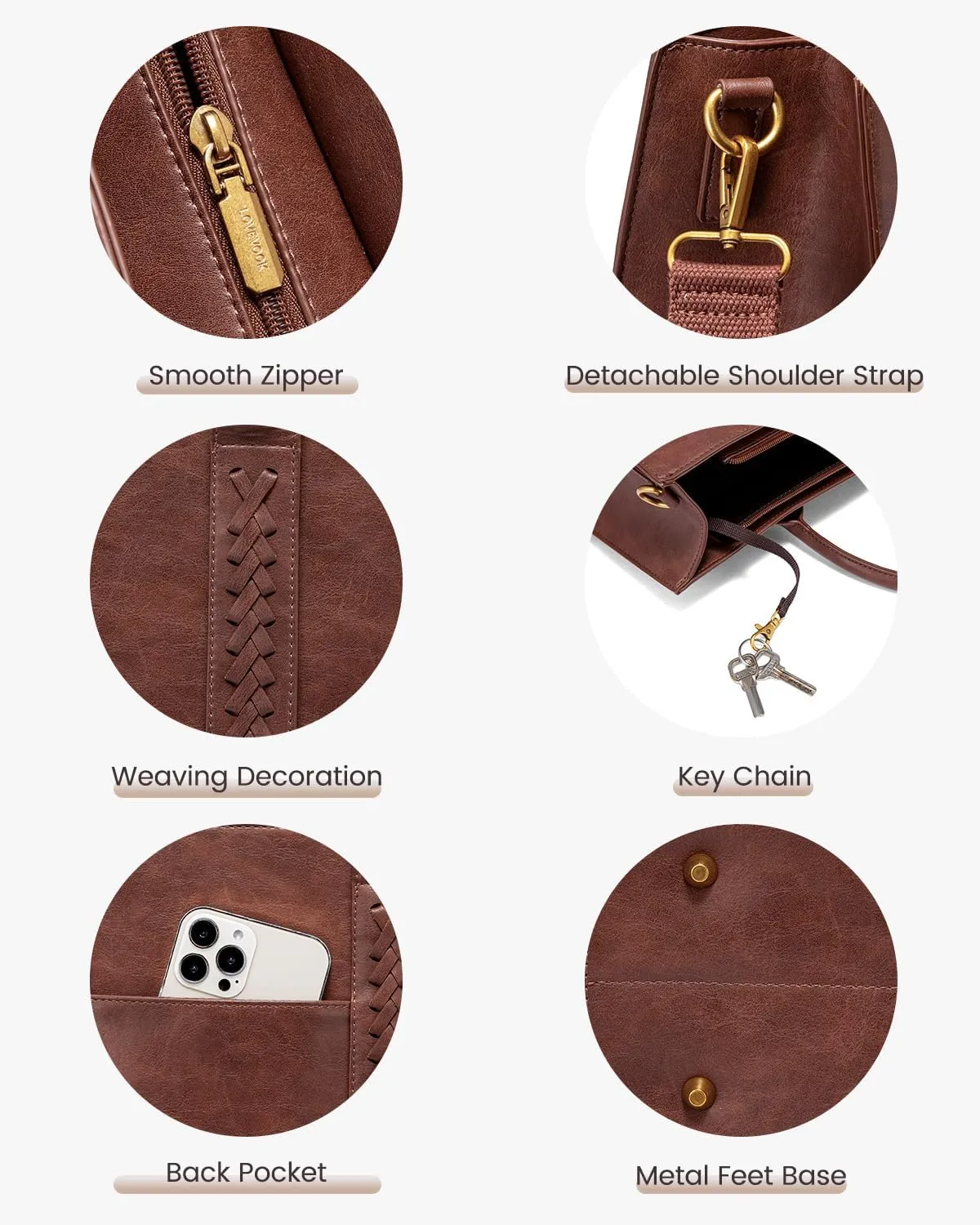 LOVEVOOK Laptop Tote Bag for Women, Vintage Leather Work Bags 15.6 inch Laptop Bag, Waterproof Professional Computer Bag Business Office Briefcase Large Shoulder Bag Handbag