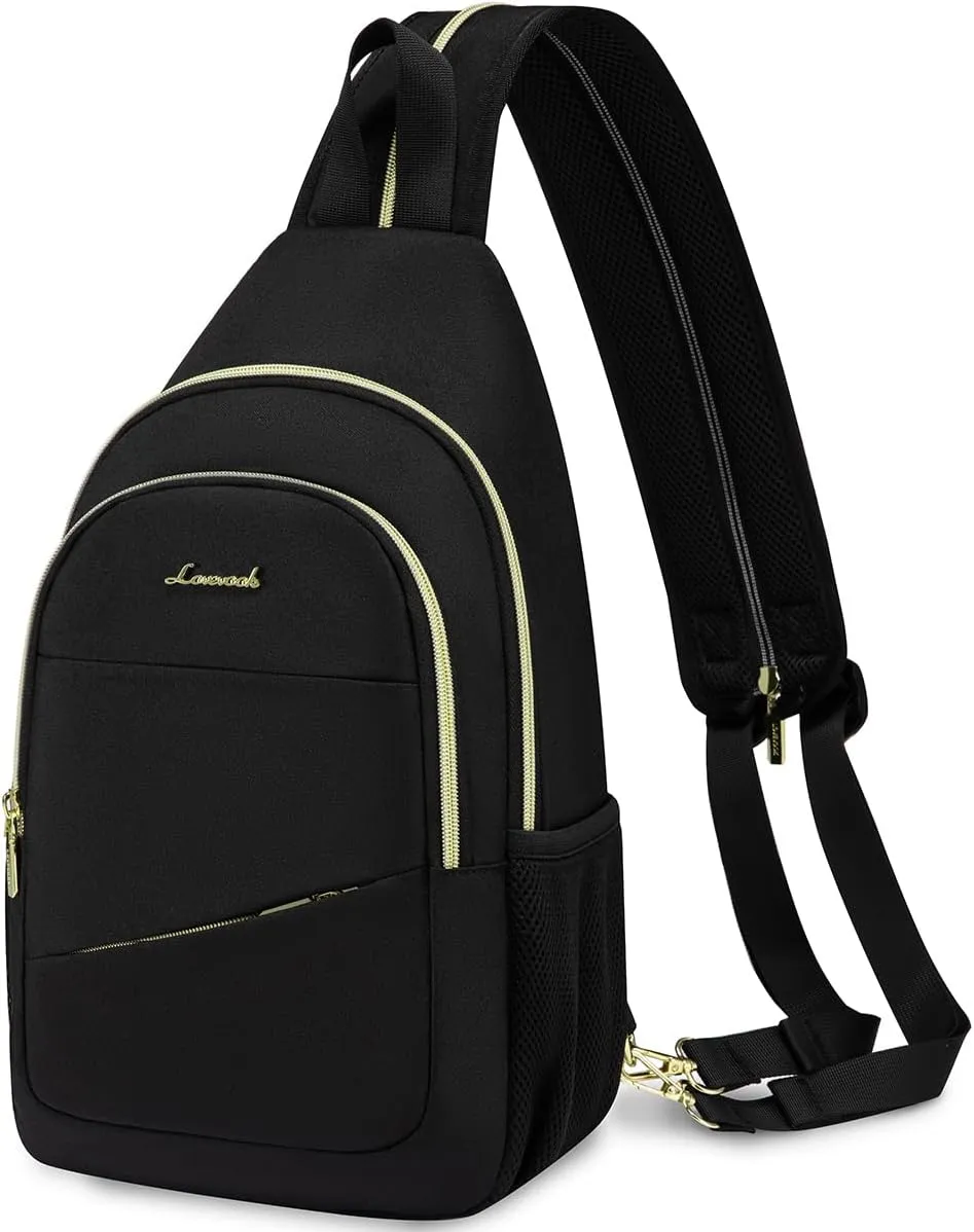 LOVEVOOK Sling Bag for Women, Convertible Crossbody Backpack, Small Diaper Hiking Daypack, Water-resistant Travel Shoulder Chest Bag, Black