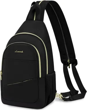 LOVEVOOK Sling Bag for Women, Convertible Crossbody Backpack, Small Diaper Hiking Daypack, Water-resistant Travel Shoulder Chest Bag, Black