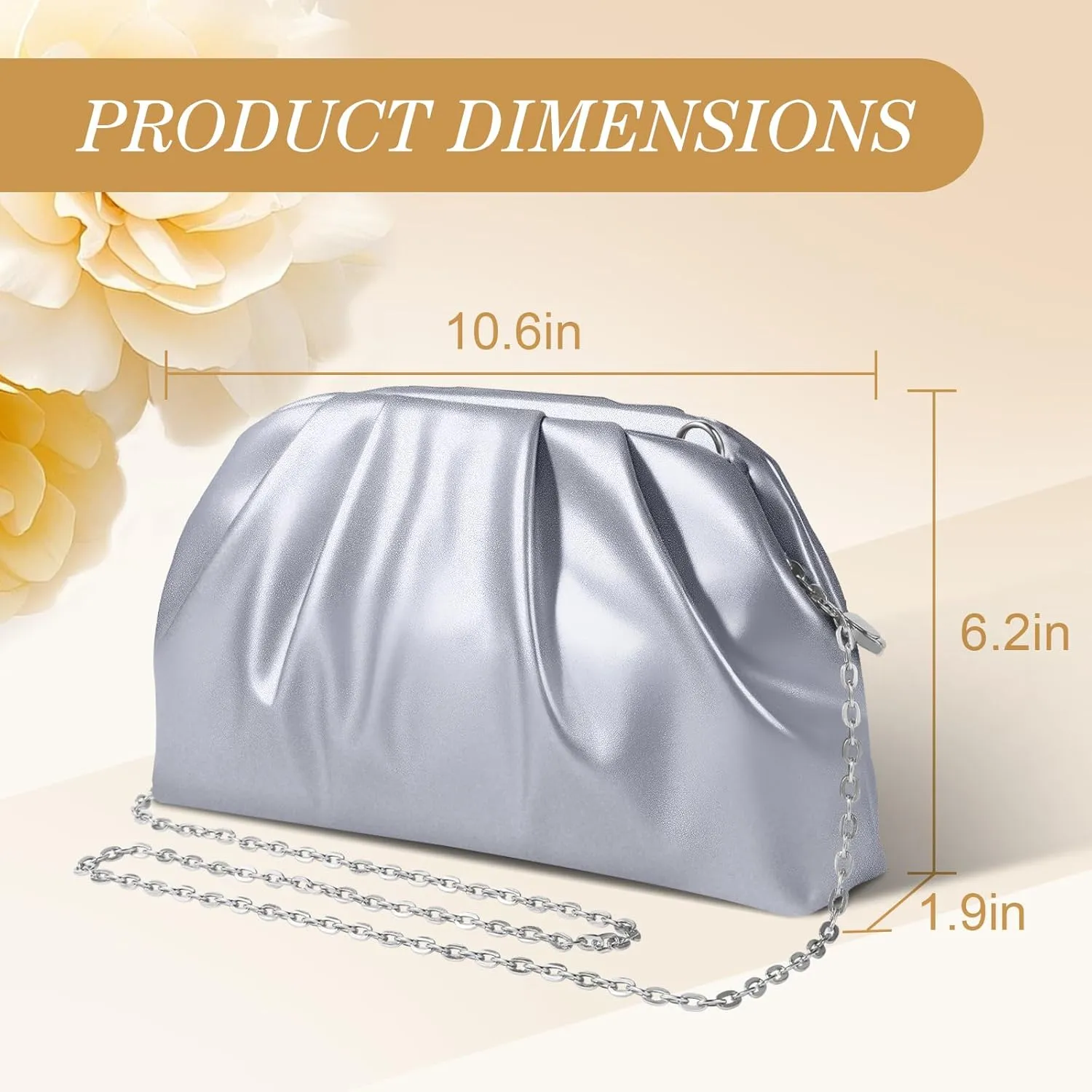 lovyoCoCo Clutch Purse for Women Soft Pleated PU Wedding Clutch, Elegant Evening Bag for Galas, Proms,Cocktail Parties