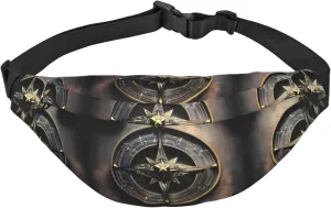 Magical Design Norse Runes Compass Print Large Crossbody Fanny Pack, Cute Waterproof Waist Pack Belt Bag For Men, Women, Stylish Running Accessory