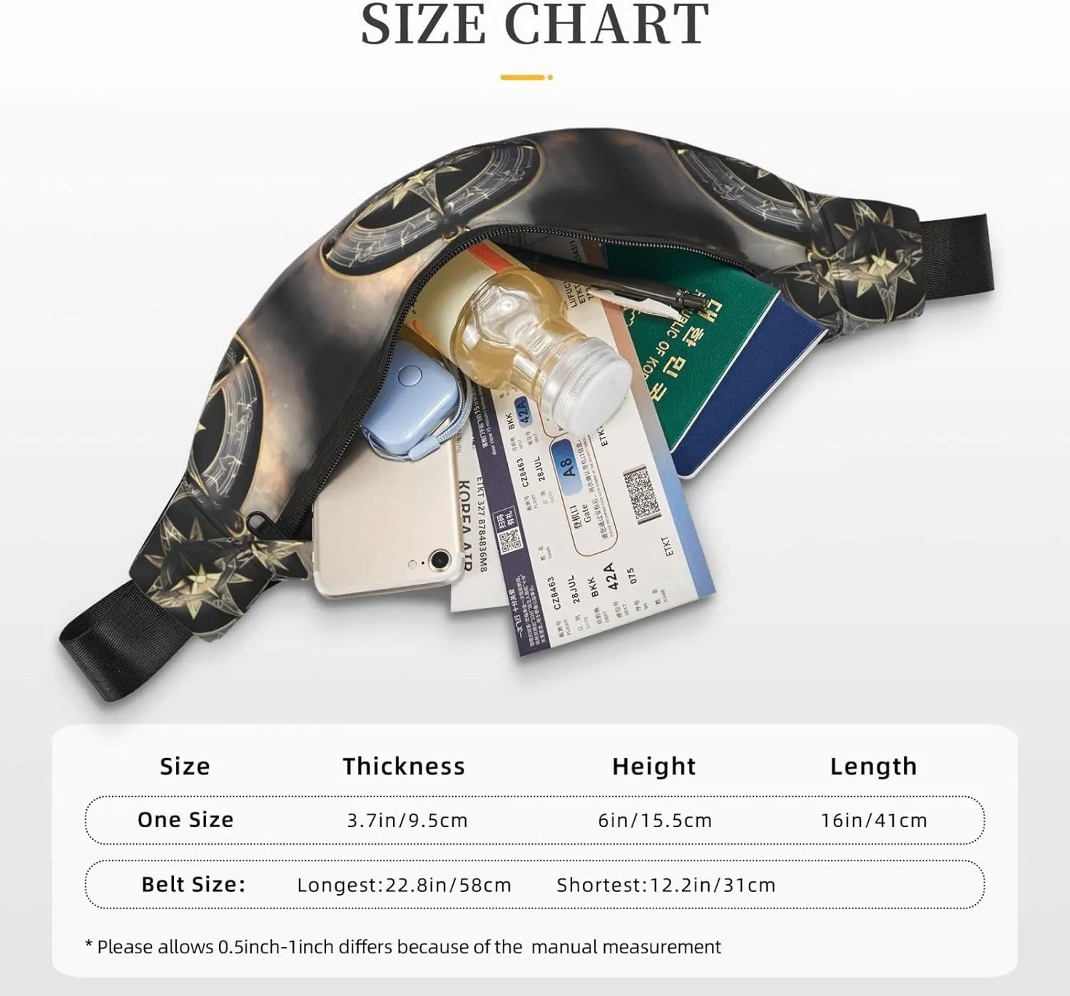 Magical Design Norse Runes Compass Print Large Crossbody Fanny Pack, Cute Waterproof Waist Pack Belt Bag For Men, Women, Stylish Running Accessory