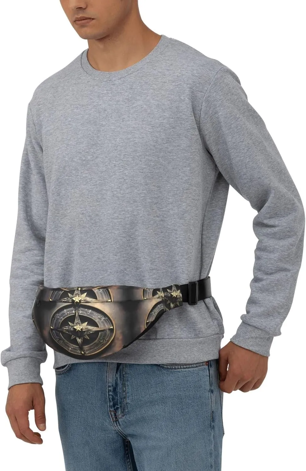 Magical Design Norse Runes Compass Print Large Crossbody Fanny Pack, Cute Waterproof Waist Pack Belt Bag For Men, Women, Stylish Running Accessory