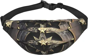 Magical Design Norse Runes Compass Waist Bag. Lightweight And Waterproof, Suitable For Travel And Daily Use, Fashionable Design, For Men And Women.