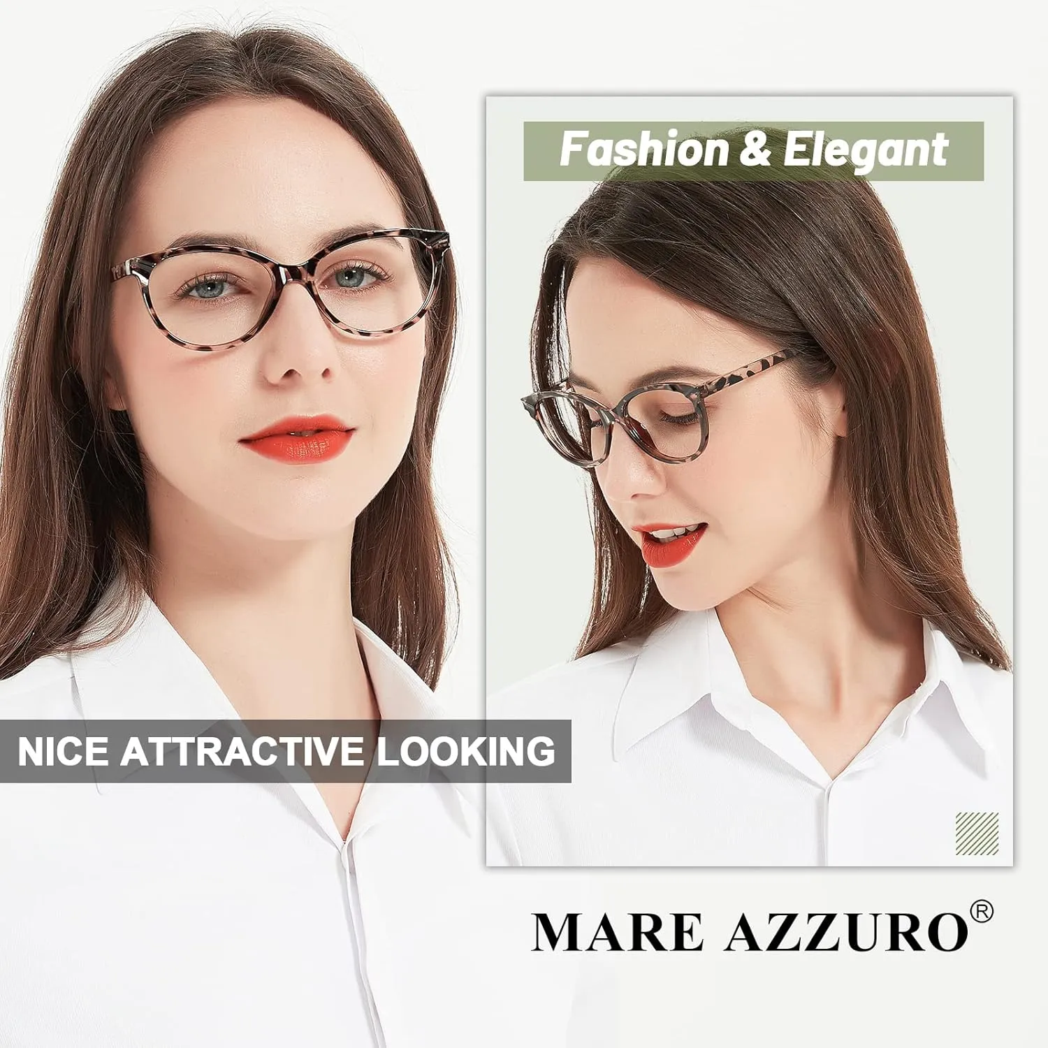 MARE AZZURO Designer Reading Glasses Women Cute Round Readers 1.0 1.25 1.5 1.75 2.0 2.25 2.5 2.75 3.0 3.5 4.0