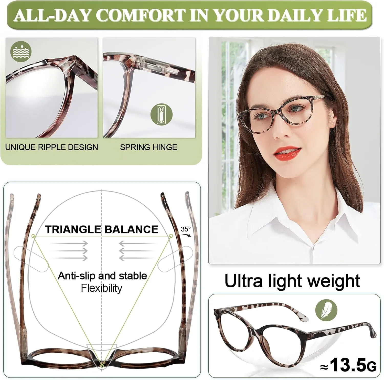 MARE AZZURO Designer Reading Glasses Women Cute Round Readers 1.0 1.25 1.5 1.75 2.0 2.25 2.5 2.75 3.0 3.5 4.0