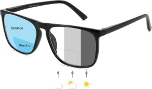 MARE AZZURO Photochromic Bifocal Reading Glasses Men Blue Light Blocking Readers Sunglasses 1.0 1.5 2.0 2.5 3.0 3.5 4.0