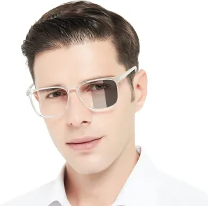 MARE AZZURO Photochromic Reading Glasses Men Blue Light Blocking Oversized Square Readers 1.0 1.5 2.0 2.5 3.0 3.5 4.0