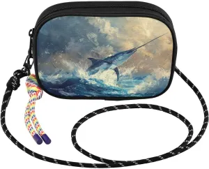 Marlin Fish Jump Crossbody Bags for Women Cell Phone Purses Women's Shoulder Handbags Wallet Purse with Adjustable Strap