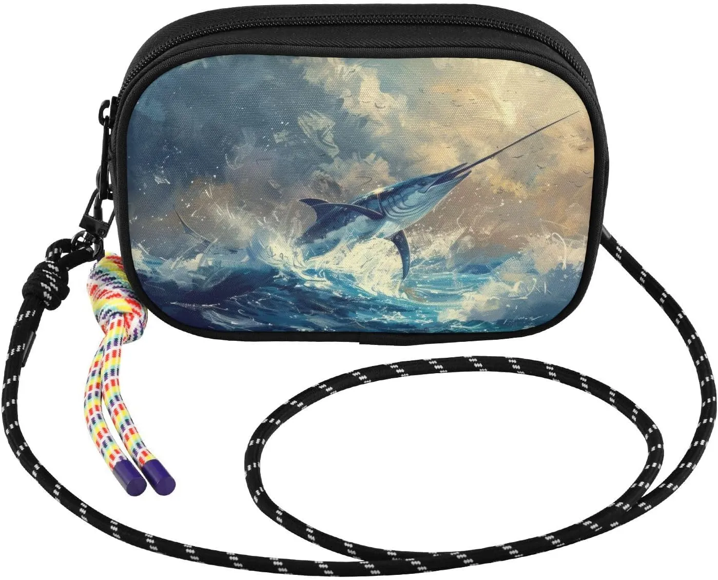 Marlin Fish Jump Crossbody Bags for Women Cell Phone Purses Women's Shoulder Handbags Wallet Purse with Adjustable Strap