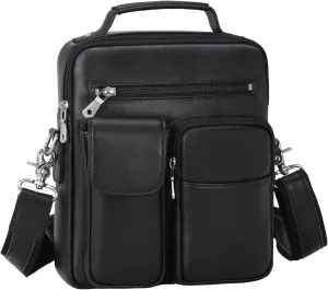 Masa Kawa Leather Shoulder Bag for Men Crossbody Messenger Casual Work 10" Tablet Bags