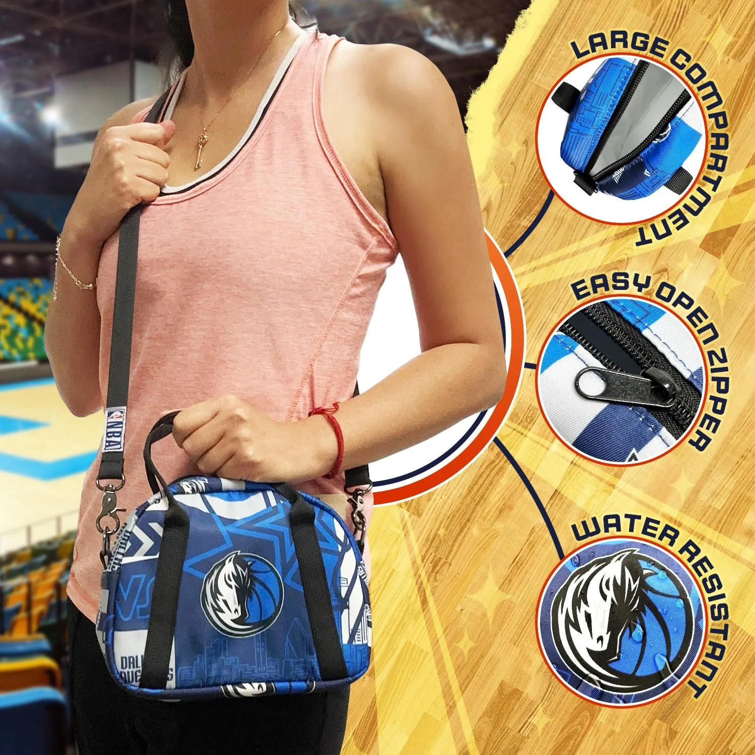 Mavericks Sling Purse - Adult Street Series Crossbody Bag: Water resistant Sling Backpack. Dallas Mavericks merch & gifts