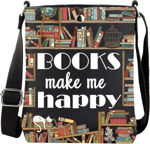 MBMSO Book Gifts for Book Lovers Crossbody Bag Themed Purse for Literary Lover Bookshelf Gift
