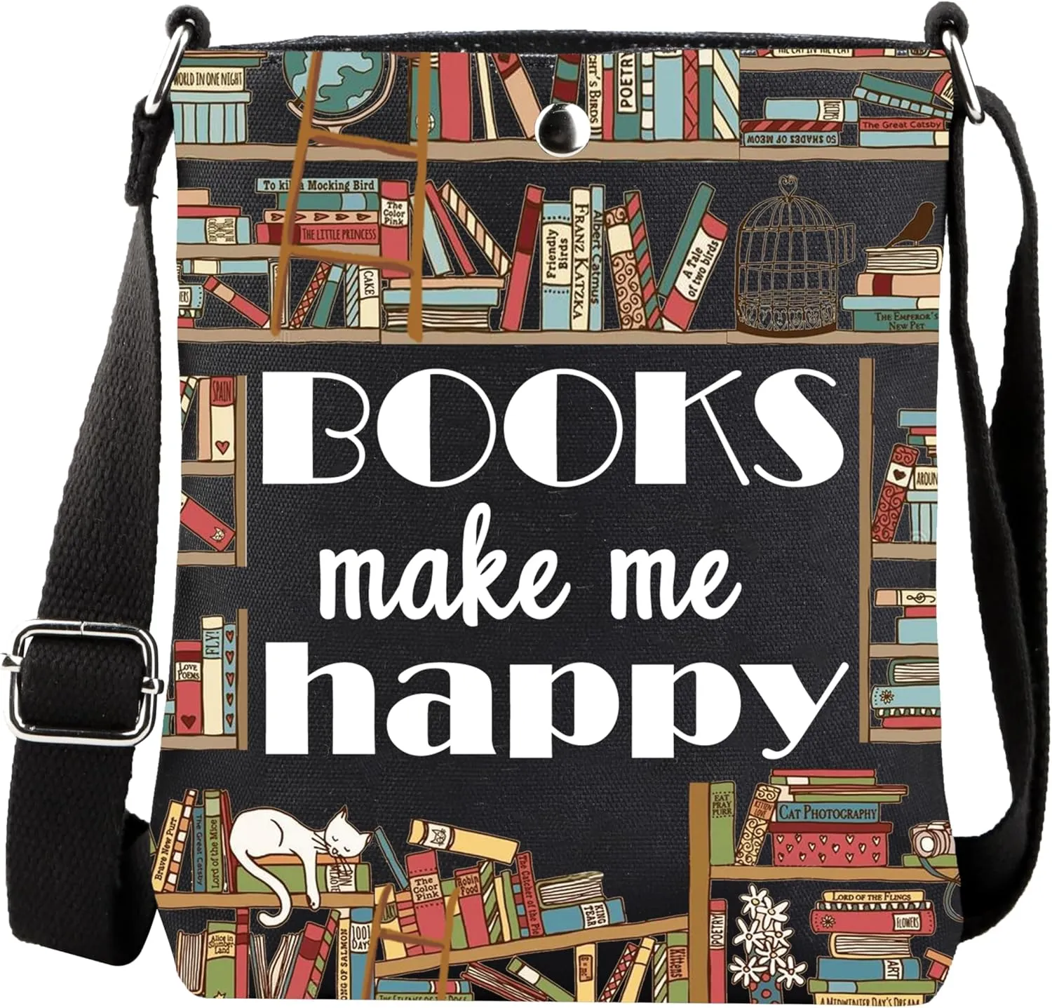 MBMSO Book Gifts for Book Lovers Crossbody Bag Themed Purse for Literary Lover Bookshelf Gift