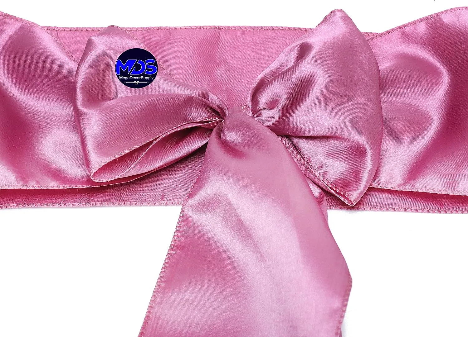 MDS Pack of 100 PCS Satin Chair Sashes Charmeuse Sateen Dining Chair Bows Ribbon Ties Back Sash for Wedding Party Birthday Home Hotel Restaurant Banquet Decoration (7 x 108 Inch, Dusty Pink)