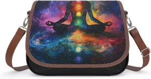 Meditating Cosmic Psychedelic Fashion Crossbody Bags Purses for Women Funny Printing Shoulder Handbags Bag