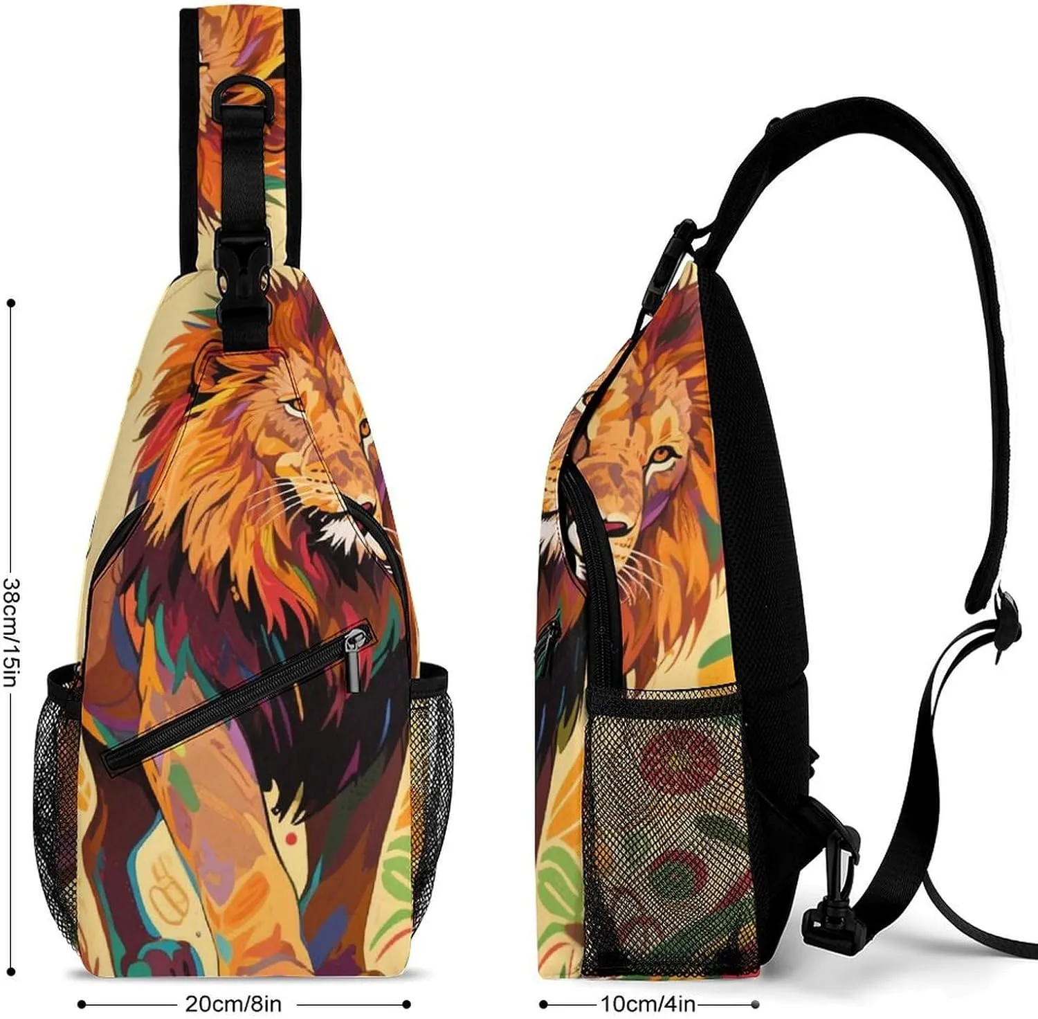 Men & Women Outdoor Sport Daypack Travel Bag, Cool Rasta Flag Rastafarian Reggae Lion Art Sling Backpack Rucksack for Travel Hiking - Small Tool Backpack Bag Rucksack
