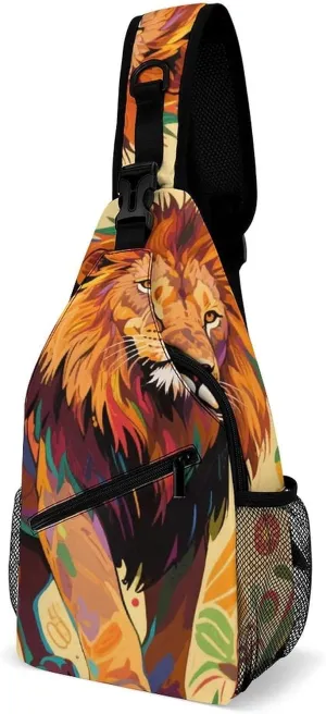 Men & Women Outdoor Sport Daypack Travel Bag, Cool Rasta Flag Rastafarian Reggae Lion Art Sling Backpack Rucksack for Travel Hiking - Small Tool Backpack Bag Rucksack