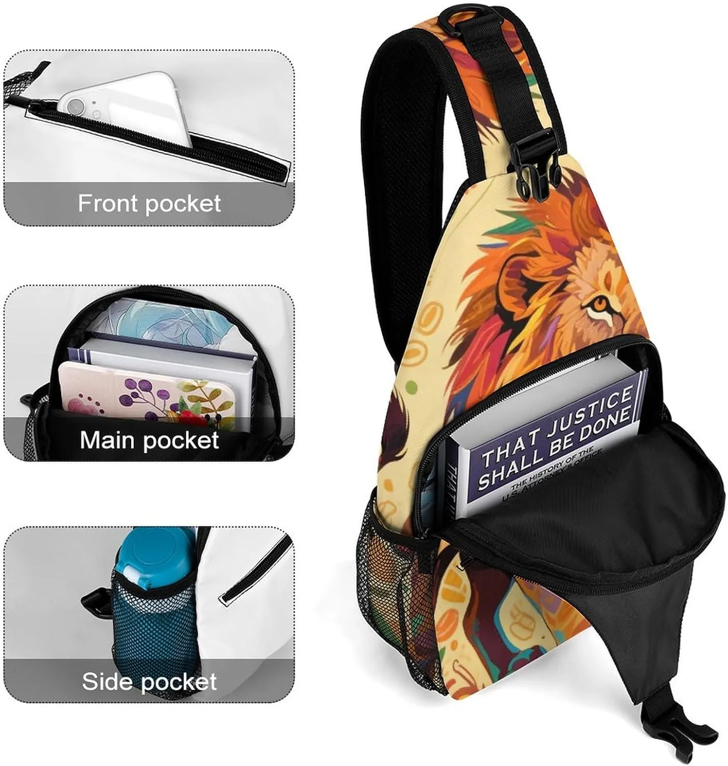 Men & Women Outdoor Sport Daypack Travel Bag, Cool Rasta Flag Rastafarian Reggae Lion Art Sling Backpack Rucksack for Travel Hiking - Small Tool Backpack Bag Rucksack