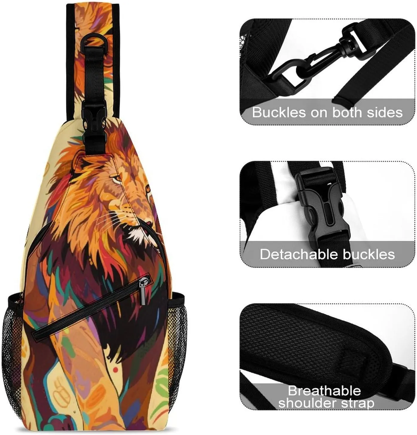 Men & Women Outdoor Sport Daypack Travel Bag, Cool Rasta Flag Rastafarian Reggae Lion Art Sling Backpack Rucksack for Travel Hiking - Small Tool Backpack Bag Rucksack