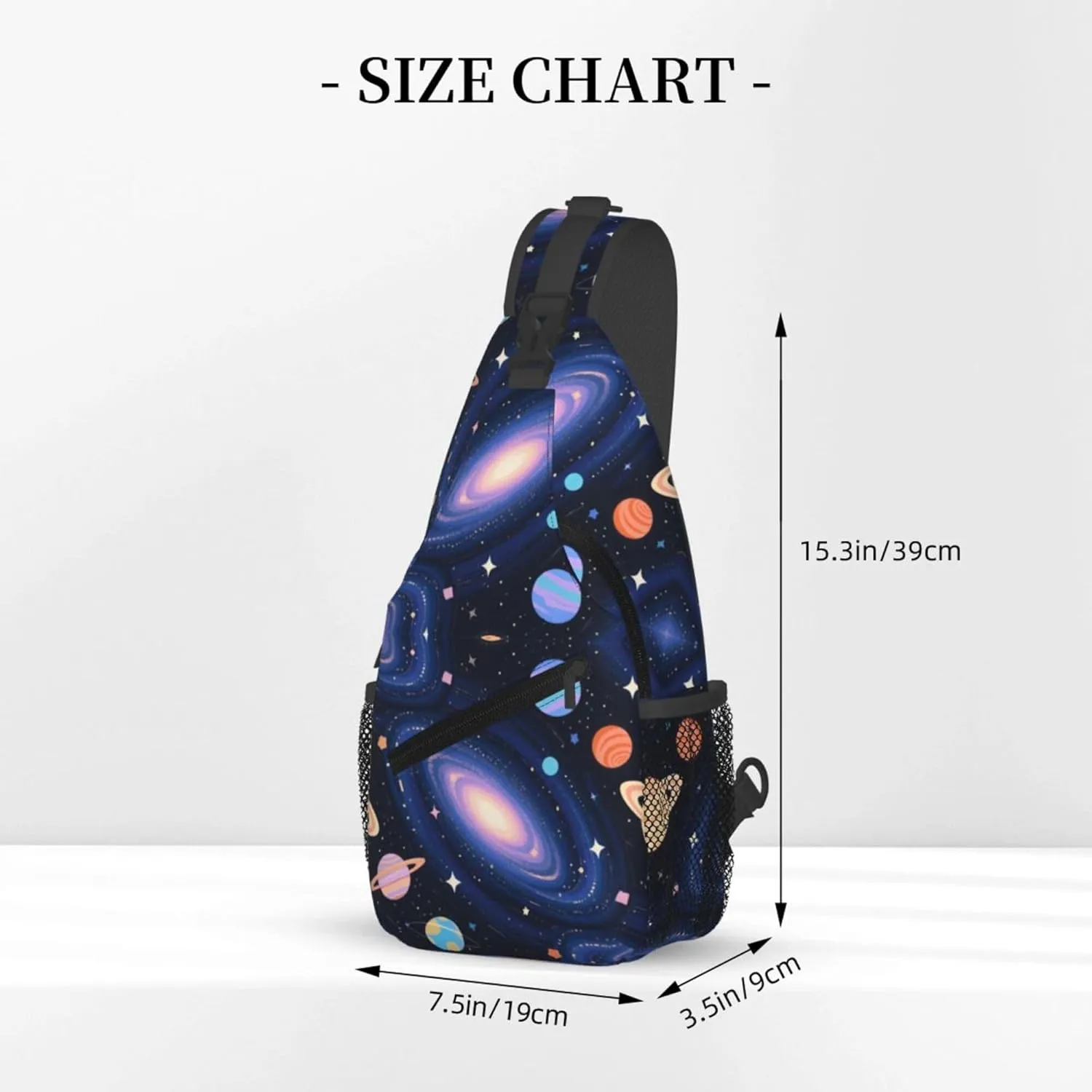 Men Sling Backpack Packable Unbalance Chest Day Bag - Solar System Galaxy Space Planet Art Multipurpose Anti-Theft Rucksack Messenger Bag With Adjustable Shoulder Strap