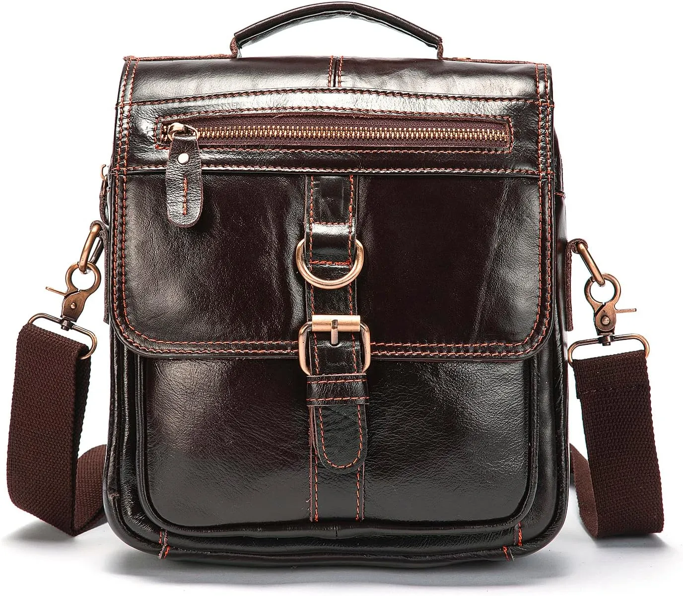 Mens Genuine Leather Satchel Sling Messenger Shoulder Cross body Bag Flap Over Tote Business Briefcase