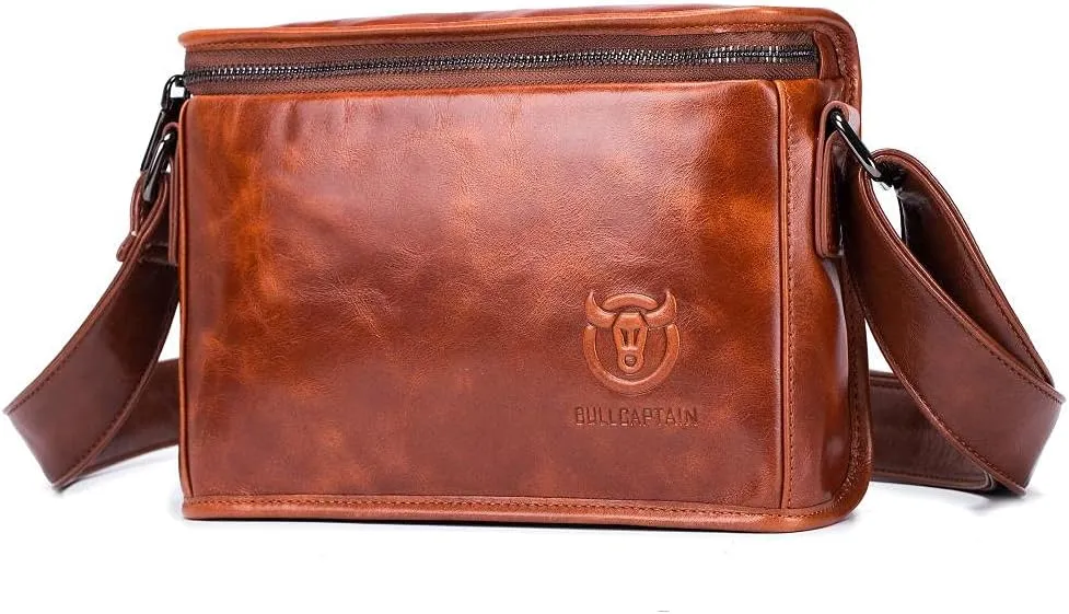 Men's shoulder bag horizontal head layer leather tie bag tablet bag