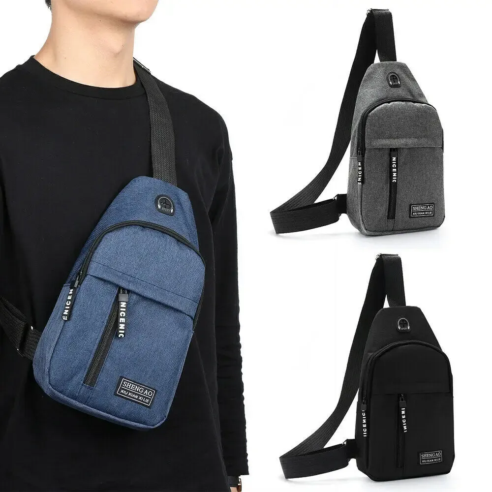 Men's Sling Chest Bag – Black Crossbody Shoulder Pack | Sports & Travel Handbag Backpack