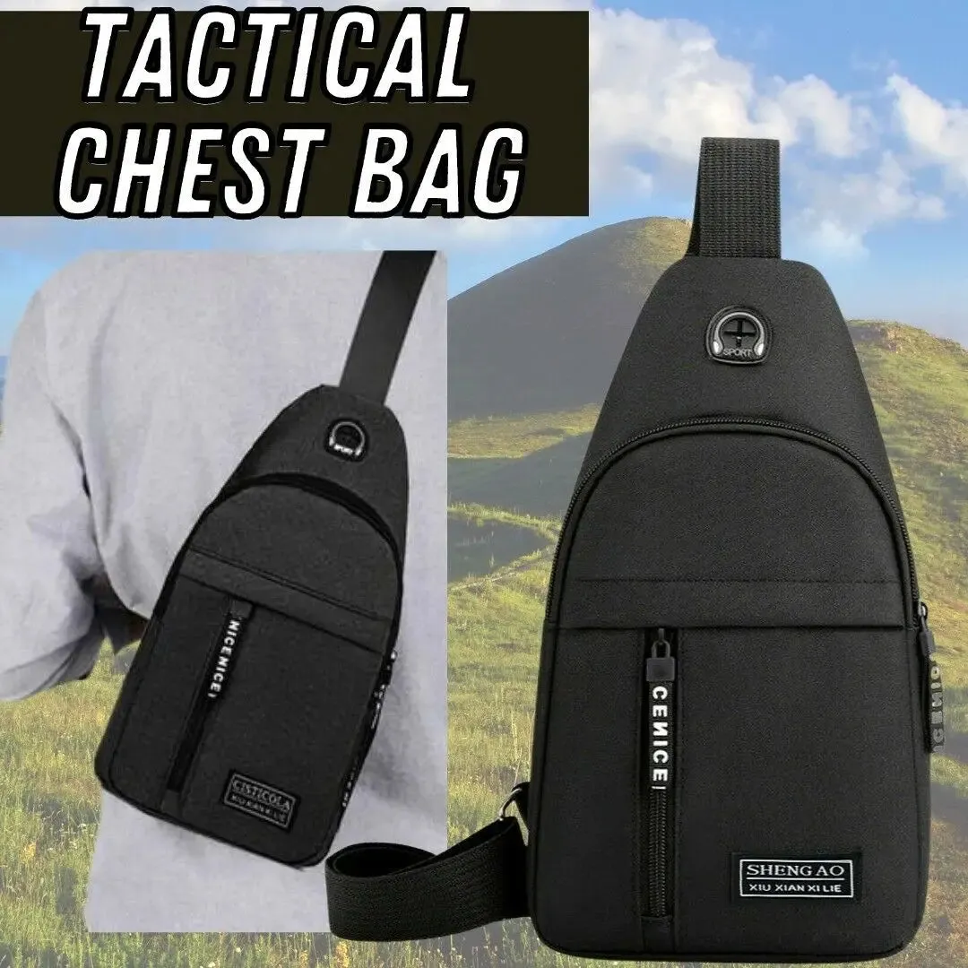 Men's Sling Chest Bag – Black Crossbody Shoulder Pack | Sports & Travel Handbag Backpack