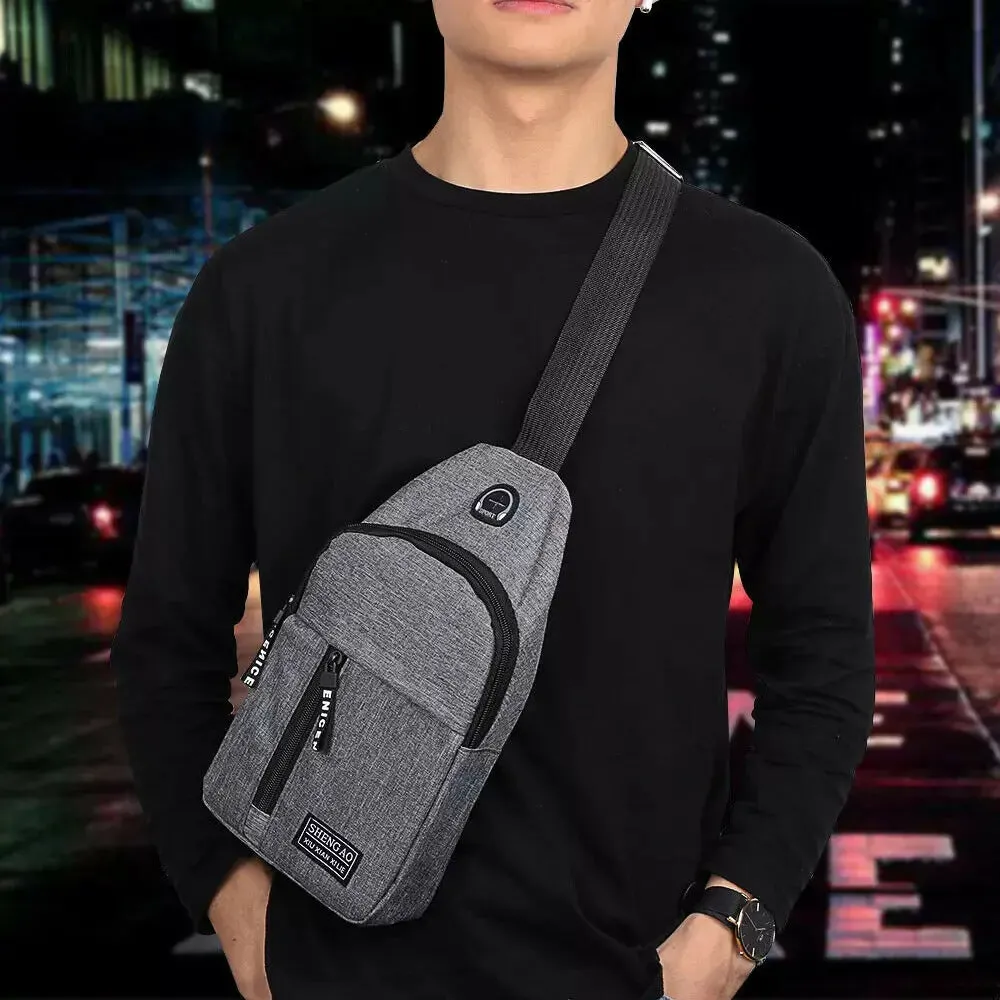 Men's Sling Chest Bag – Black Crossbody Shoulder Pack | Sports & Travel Handbag Backpack