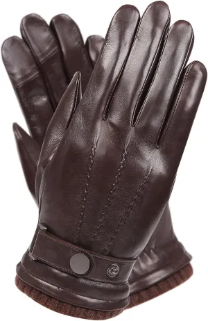 Mens Winter Cold Weather Warm Leather Driving Gloves for Men Wool/Cashmere Blend Cuff
