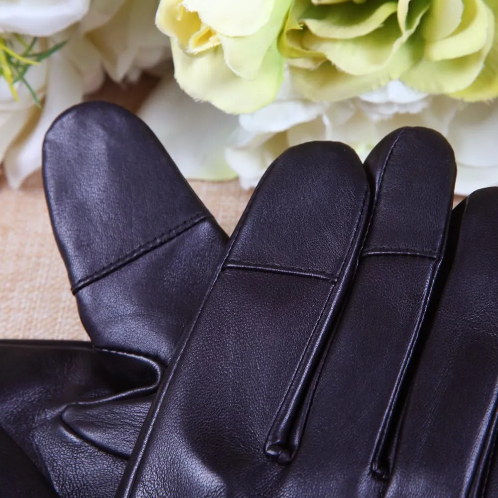 Mens Winter Cold Weather Warm Leather Driving Gloves for Men Wool/Cashmere Blend Cuff