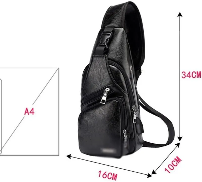 Men'smessenger Crossbody Package Pu Leather Shoulder Bags Package Travel Chest Bag (D 34 * 16 * 10 cm)