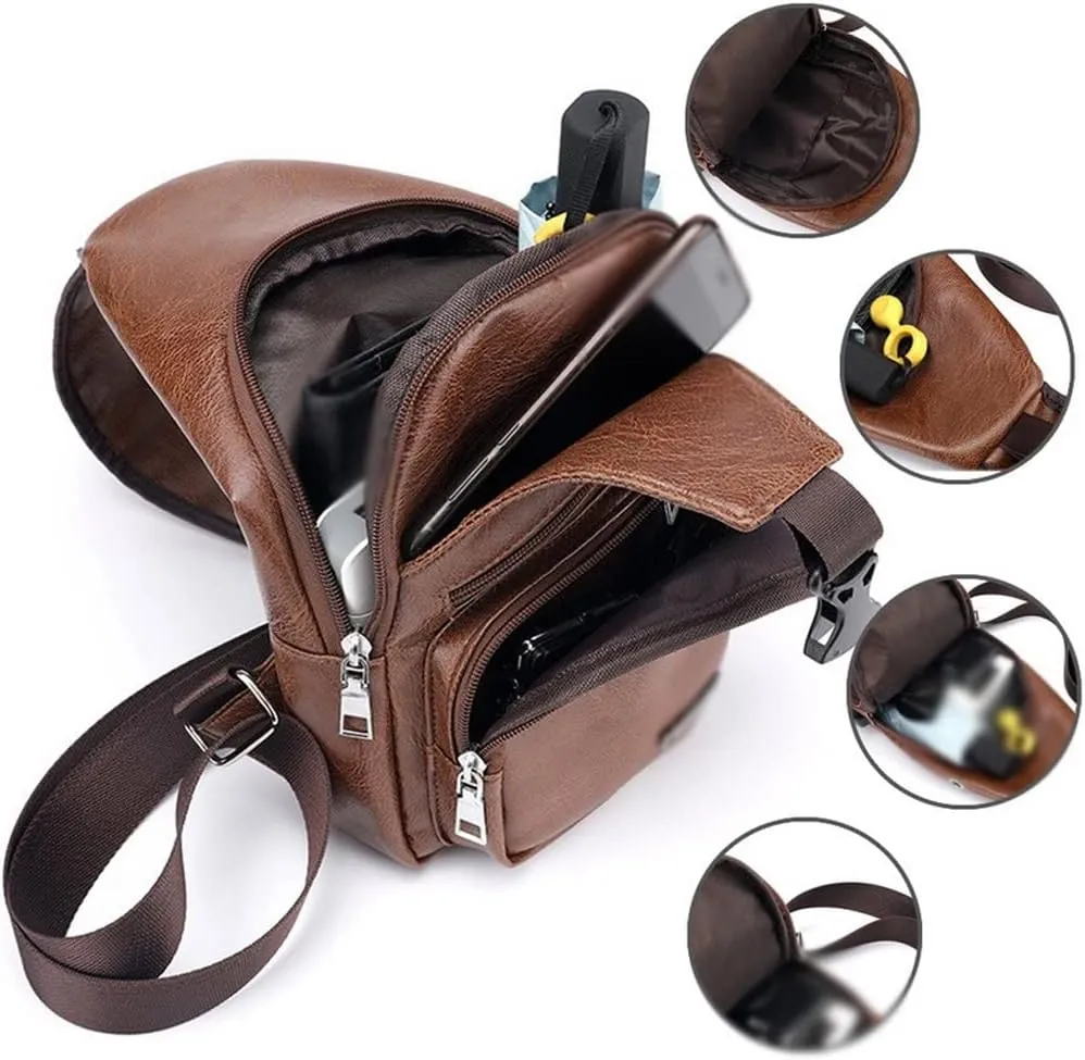 Men'smessenger Crossbody Package Pu Leather Shoulder Bags Package Travel Chest Bag (D 34 * 16 * 10 cm)