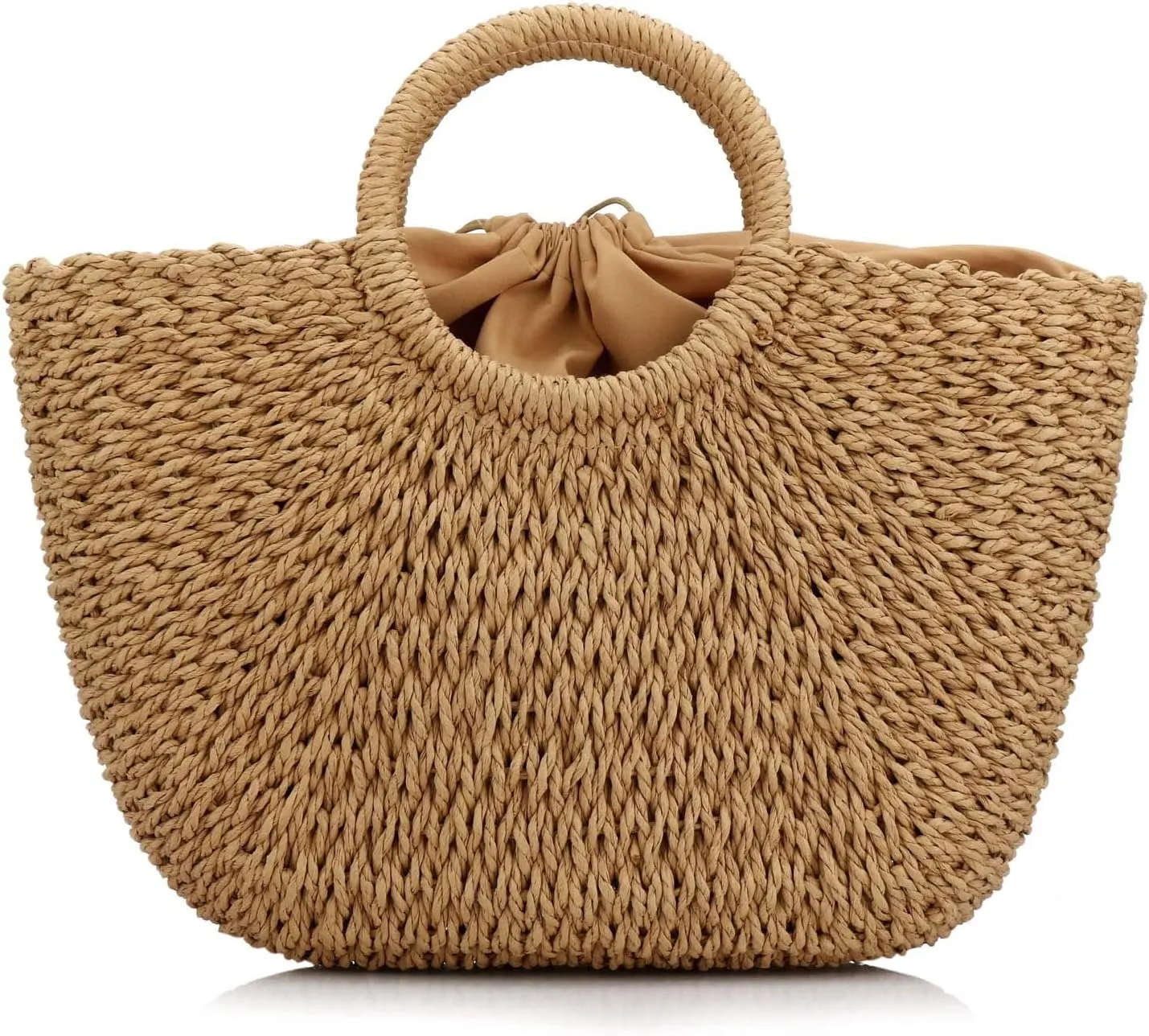 MilkyWay Straw Tote for Women, Straw Beach Bag Summer Large Woven Round Top Handle Handbag Hobo Natural Rattan Travel