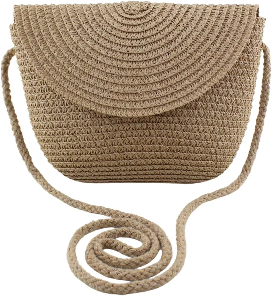 Milumia Women's Summer Beach Vacation Bag Straw Basket Purse Crossbody Shoulder Bags with Flap