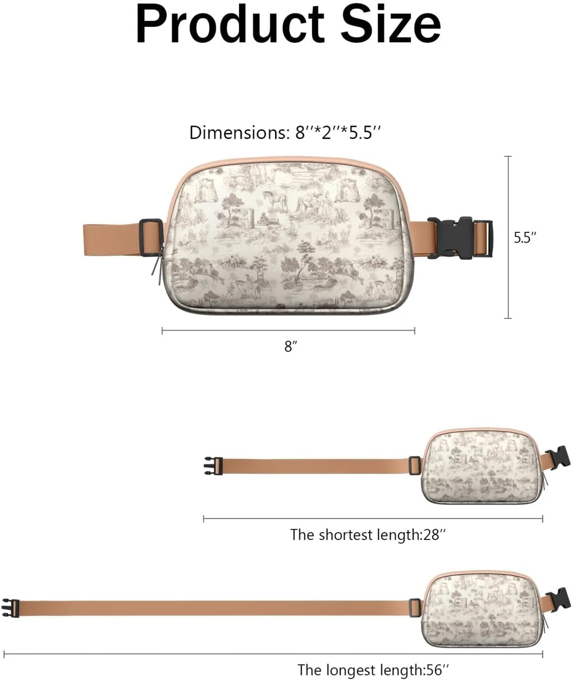 Mini Belt Bag for Men Women Tropical Leaf Floral Waist Packs Crossbody Bags Adjustable Strap for Hiking Cycling Sports