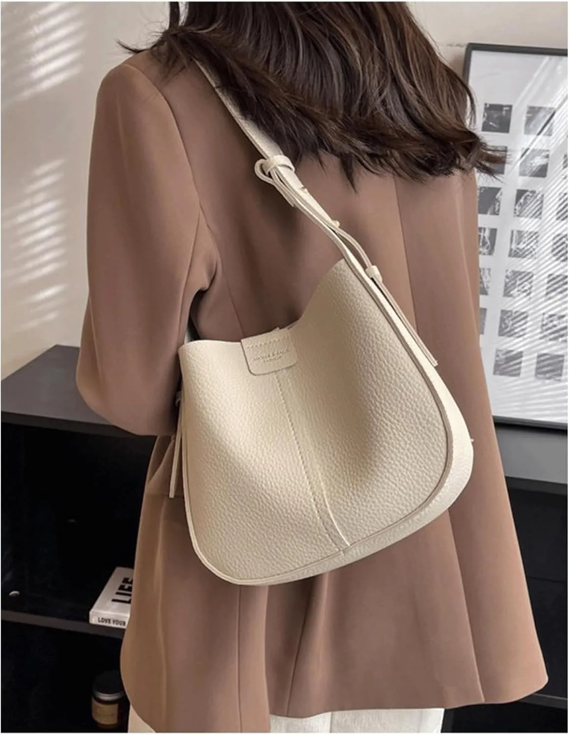 Mini Bucket Bag Peddled Leather Vintage Bucket Purse with Inner Pouch Crossbody Purse Bag Shoulder Handbag